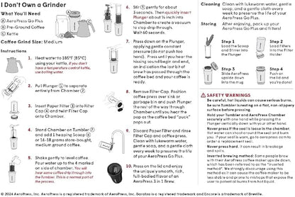 AeroPress Go Plus, Small Portable Coffee Maker for Travel & Camping - 3 In 1 Brew Method Combines French Press, Pourover, Espresso, Full Bodied Coffee without Bitterness, Coffee Press Kit - Cream