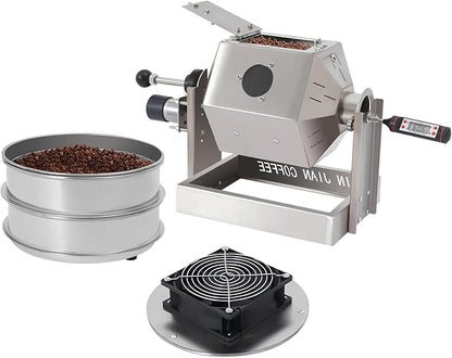 Coffee Bean Roaster with Coffee Bean Cooler, Gas 500g Coffee Bean Baker Drum Type Automatic Coffee Bean Roasting Machine for Home and Commercial Use
