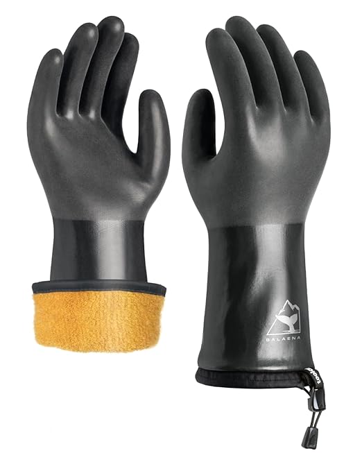 Waterproof Winter Gloves with Grip, Balaena Freezer Gloves for Light Duty Work & Outdoor Adventure, Hiking, Farming, Washing, Ice Fishing, Medium