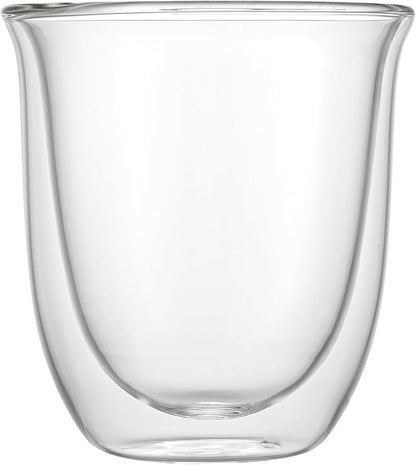 Restaurantware-Forma Professional 6.8 Ounce Double Wall Coffee Cups, 12 Insulated Latte Glasses - Dishwashable, Reusable, Clear Glass Beverage Cups, Freezable, For Hot Or Cold Beverages