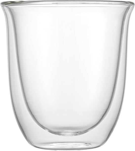 Restaurantware-Forma Professional 6.8 Ounce Double Wall Coffee Cups, 12 Insulated Latte Glasses - Dishwashable, Reusable, Clear Glass Beverage Cups, Freezable, For Hot Or Cold Beverages
