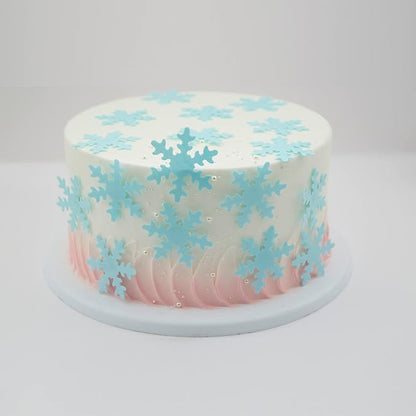 Gyufise 50Pcs Edible Snowflakes Blue Cupcake Cake Toppers Decoration for Chirstmas Winter Frozen Theme Party Supplies
