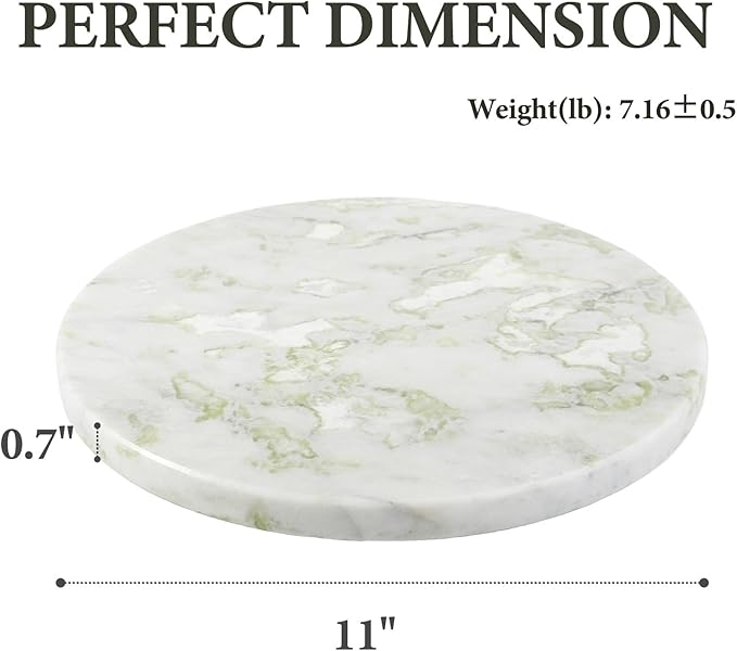 Koville African Natural Marble Cutting Board for Kitchen, 11inch Round Hand Crafted Marble Slab for Cheese, Charcuterie, Pastry Board - Wedding Gift, House Warming Gift