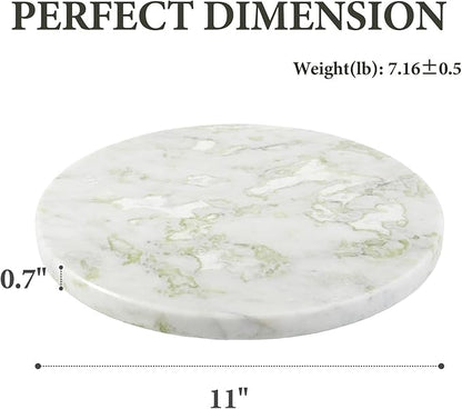 Koville African Natural Marble Cutting Board for Kitchen, 11inch Round Hand Crafted Marble Slab for Cheese, Charcuterie, Pastry Board - Wedding Gift, House Warming Gift