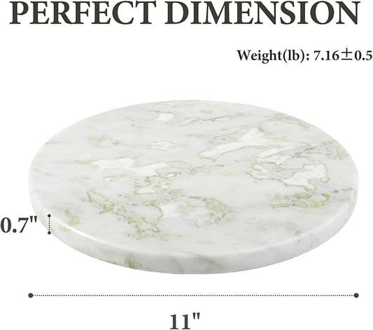 Koville African Natural Marble Cutting Board for Kitchen, 11inch Round Hand Crafted Marble Slab for Cheese, Charcuterie, Pastry Board - Wedding Gift, House Warming Gift