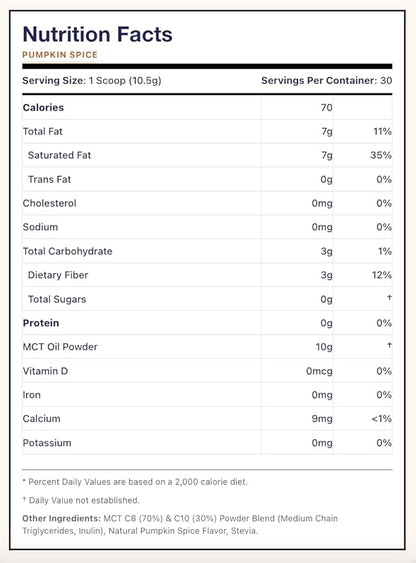 Dr. Colbert, MD MCT Oil Powder | Pumpkin Spice Flavor | by Divine Health | Recommended in The Keto Zone Diet | Alternative Coffee Creamer | 70% C8 30% C10 | 0 Net Carbs | 300 Grams