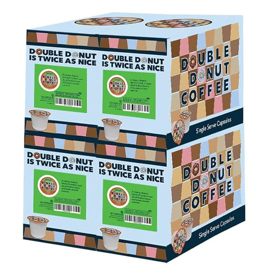 Double Donut Decaf Flavored Coffee, Caramel Swirl, Decaf Caramel Coffee for Keurig K Cups Machines, Single Serve in Recyclable Pods, 96 Count Bulk