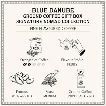 Bacha Coffee | Blue Danube Fine Flavoured Signature Nomad Collection, 100% Arabica Specialty Coffee, Ground Beans, Medium Roast, 250g