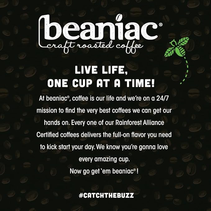 beaniac Flavor Freak Madagascar Vanilla, Flavored Light Roast, Single Serve Compostable K Cup Coffee Pods, Arabica Coffee with Natural Flavors, Keurig Brewer Compatible, 30 Count