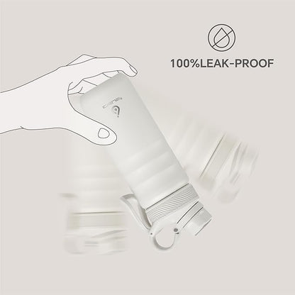 IDEUS Insulated Stainless Steel Water Bottle with 2 Leak-Proof Lids, Thermal Water Flask for Hiking Biking, 18oz, White