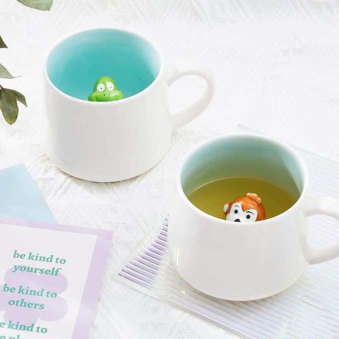 Narwhal Ceramic Cup Hidden 3D Animal Inside Mug,12 oz Cute Cartoon Handmade Figurine Mugs,Christmas Birthday Surprise for Friends Family or Kids (12 oz, Blue Narwhal)