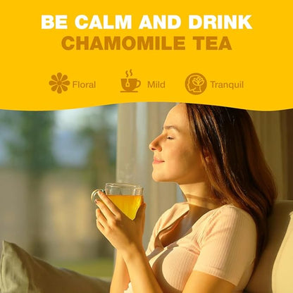 HANDPICK, Organic Chamomile Tea Bags (100 Herbal Tea Bags) Caffeine Free| Premium Floral Chamomile Herbal Tea in Eco-Conscious Teabags | Direct from Source