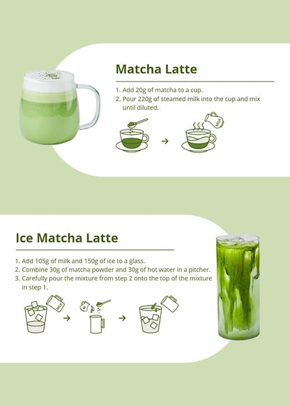 Korean Food Jeju 20 Matcha Powder (1pack, 3.5oz), Jeju Sweet Green tea Latte Mix Powder, Cafe Style Instant Drink, Resealable Bag