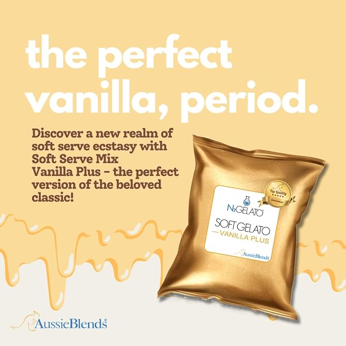 AussieBlends Vanilla Plus Soft Serve Mix, ideal for Milkshakes, Sundaes, and Frozen Desserts | 1-Pack, Imported