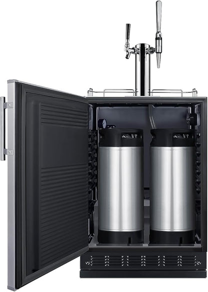 Summit Appliance 24" Wide Nitro-Cold Brew Coffee Kegerator/Refrigerator Combo, Black Interior, Caster Wheels, Residential/Commercial Use (LHD, Nitro-Cold Brew Coffee)