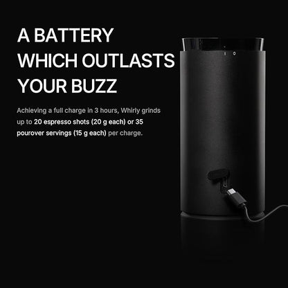 TIMEMORE Electric Coffee Grinder Portable - Adjustable Burr Grinder with 30 Precise Settings, Auto Stop & Clog Protection for Espresso, Pour-Over, French Press Moka,for Home Outdoor Use（Black）