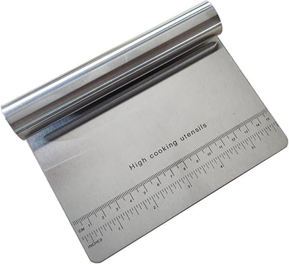 5.9" x 4.5" Dough Knife Stainless Steel Scraper, Graduated Dough Cutter, Integrated Handle, Baking Knives, Multi Functional Scraper, Kitchenware
