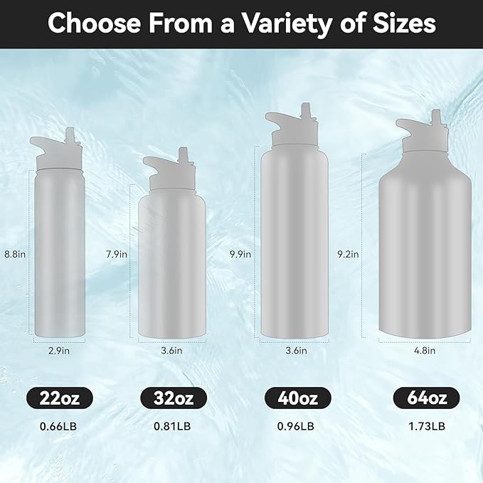 HASLE OUTFITTERS 40oz Stainless Steel Water Bottle, Vacuum Insulated Double Walled Leak Proof Sports Water Bottle with 2 Lids (Straw and Spout Lid) Keep Cold and Hot(Yellow Orange Gradient,1)