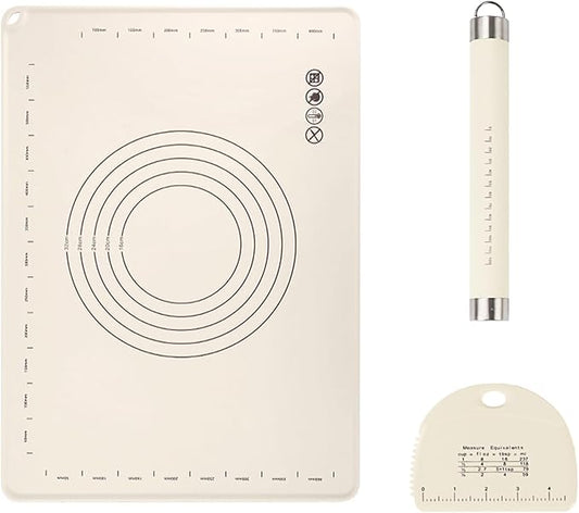28" X 20" Dough Mat for Counter, Pastry Mats for Rolling Dough, Silicone Baking Mat with Measurements, Non Stick Silicone Pastry Mat, Kneading Counter Mat for Pastry, Bread, Cookies, Pizza