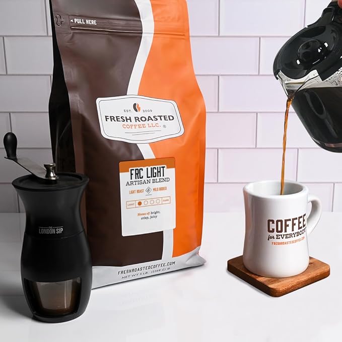 Fresh Roasted Coffee, FRC Light Roast Blend, 5 lb (80 oz), Kosher, Ground