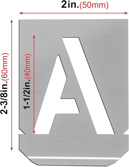 HAUTMEC Vintage Stainless Steel Letters Stencils, A to Z Stainless Steel Stencils & Holder, 1-1/2"(40mm) Letters, Shop Stencil, Advertising Stencilling, Craft-Printing, Reusable HT0239-ST