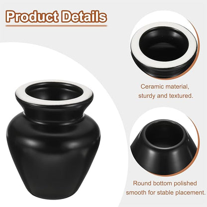 HARFINGTON Ceramic Chasen Stand 73mm Matcha Whisk Holder Teas Set Whisks Stand Traditional Matcha Tea Chasen Holder Tea Set Accessories for Tea Tasting, Matte Black
