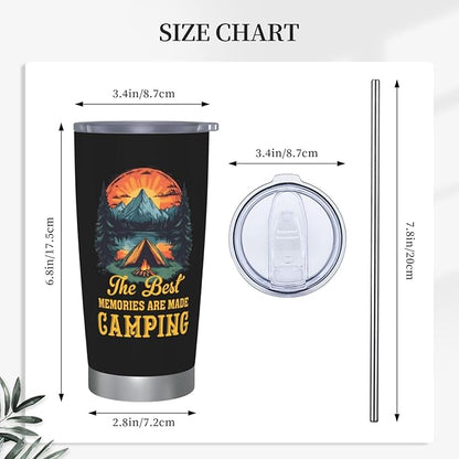Camping Gifts for Men Women Tumbler 20oz, Camper Gifts Coffee Cups, Camp Essentials, Camp Accessories, Gift for RV Owners, Campsite Outdoors RV Travel Lovers Mug