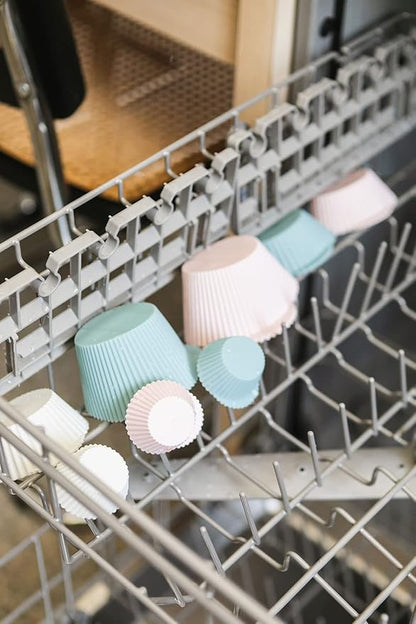 The Silicone Kitchen Reusable Silicone Baking Cups Silicone Muffin Liners for Cupcakes, BPA Free, Jumbo, 12 Pack, Pink Gray Blue