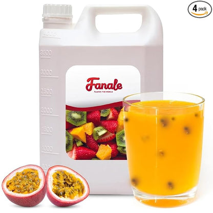 Fanale Premium Flavoring Concentrated Syrup for Bubble Tea 11 lb | Passion Fruit Flavor Syrup | for Boba Tea, Smoothies, Slushes, Desserts | 11lb | Pack of 4 | SRP030