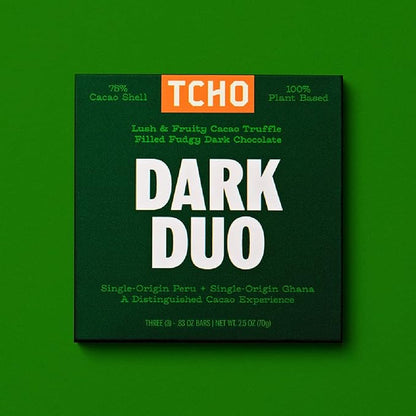 TCHO Dark Duo Dark Chocolate Bars (3 pack) | Single Origin, Plant Based, Organic & Fair Trade, | Non GMO, Non-Dairy, Vegan, Soy Free (2.5oz each)