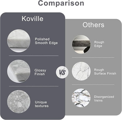 Koville Natural Marble Cutting Board for Kitchen Countertop, 16" x 12" Rectangular Marble Cutting Board Pastry Boards Cheese Boards for Home Decor, Resistant Stone Charcuterie Board Chopping Slab