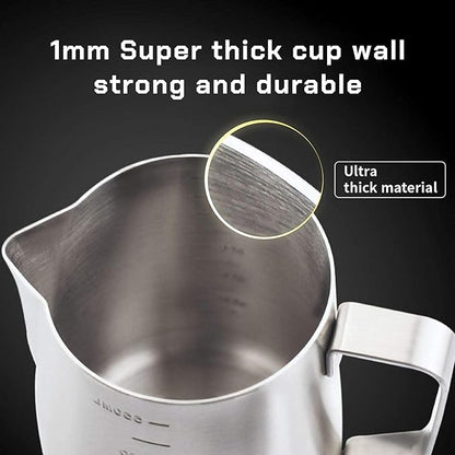Milk Frothing Pitcher Steaming Pitchers Stainless Steel Milk/Coffee/Latte/Cappuccino Steam Pitchers Milk Jug Cup (600ml/20oz Single)