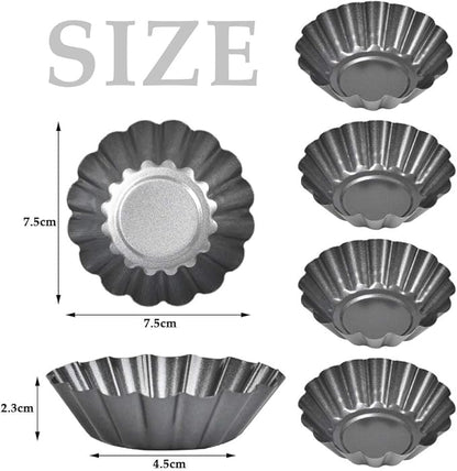 12PCS Mini Tart Pans, Carbon Steel Egg Tart Molds, Non Stick Mini Tarts Tins, Cupcake Cake Muffin Mold Tin Pan for Pies, Cheese Cakes, Desserts, Egg Tart(2.6 x 0.9inch)