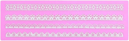 Embossing Lace Fondant Molds, Woodgrain Fondant Mats Molds, Silicone Molds for Cake Decorating set of 2
