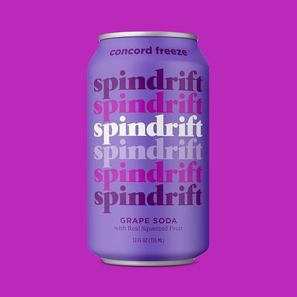 Spindrift "Concord Freeze" Grape Soda Made With Real Squeezed Fruit 12 Pack Case
