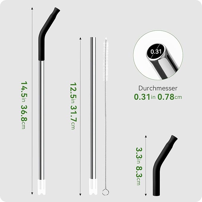 Snowfall Metal Straw for Stanley 40 OZ Cup, Long Reusable Stainless Steel Drinking Straws with Silicone Tip for Simple Modern 40 OZTumbler (Apple Green)
