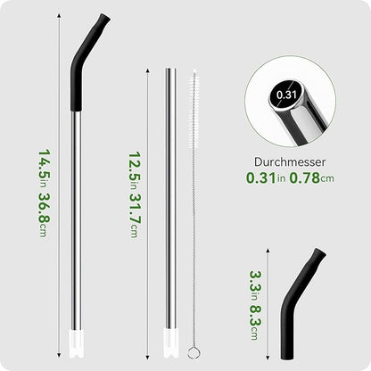 Snowfall Metal Straw for Stanley 40 OZ Tumbler, Long Reusable Stainless Steel Replacement Straws with Silicone Tip for Simple Modern 40 OZ Tumbler (Light Pink)