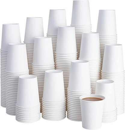 LITOPAK 400 Pack 8 oz Disposable Paper Coffee Cup, Hot/Cold Beverage Drinking Cups for Water, Paper Coffee Cups, White Paper Hot Coffee Cups, Suitable for Party, Picnic, Travel, and Events