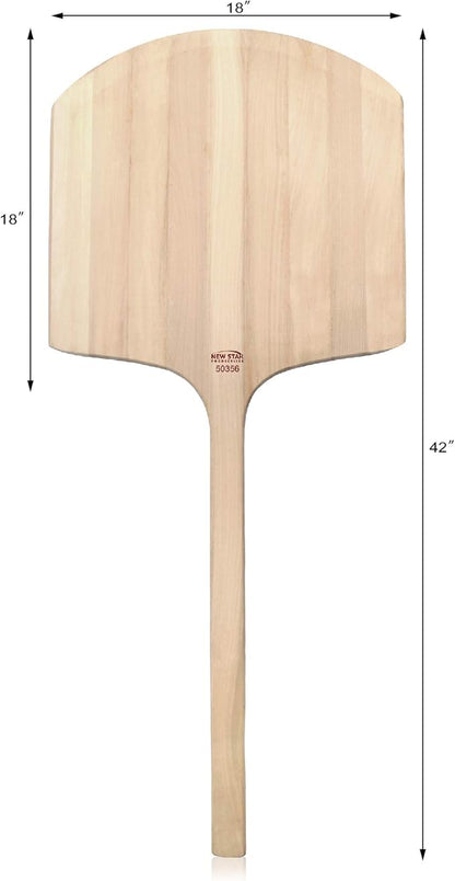 New Star Foodservice 50356 Restaurant-Grade Wooden Pizza Peel, 18" L x 18" W Plate, with 24" L Wooden Handle, 42" Overall Length