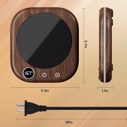 Mug Warmer Upgraded,Coffee Mug Warmer for Desk LEDs Light 3 Temp Settings (113-167°F) 1-12H Timer 4 H Auto Shut Off Beverage Cup Candle Warmer for Coffee Tea Milk(Wood Grain)