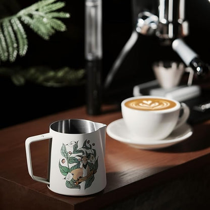 MHW-3BOMBER Espresso Steaming Pitcher Milk Frothing Pitcher Stainless Steel Milk Coffee Cappuccino Latte Art Barista Cup (Origin White, 20 Ounces) P5544