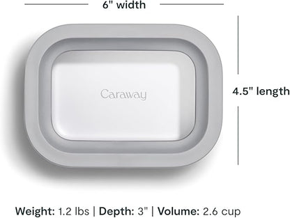 Caraway 6pc Glass Food Storage Set - 2.6 Cup Storage Containers For Food (6) - Non-Toxic Ceramic-Coated Glass - Air Release Technology - Compact & Stackable Design - Gray