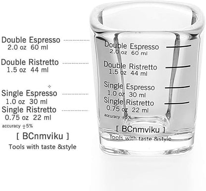 Espresso Shot Glass Liquid Heavy Sturdy Glass Shot Glasses Measuring cup Wine Glass 6 Pack 2oz/60ml By BCnmviku (Sturdy 6Pack)