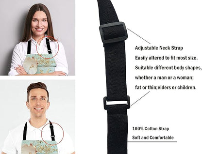 Ocean Beach Funny Apron for Women and Men, Wooden Seashell Adjustable Kitchen Chef Apron for Cooking Baking - Cute Birthday, Anniversary, Mother's Day Apron Gifts for Mom Wife Girlfriend Aunt Grandma