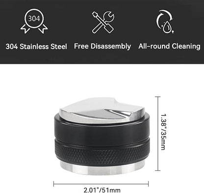 51mm Espresso Accessories Kit 2-in-1 Coffee Distributor and Tamper Leveler, WDT Tool and Magnetic Dosing Funnel for 51 mm Portafilters