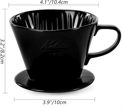 Pour Over Ceramic - Coffee Dripper Ceramic Coffee Maker with 3 Holes Flat Bottom, Porcelain Slow Filter Cone for Travel, Camping, Office, Home, Coffee Maker Brew