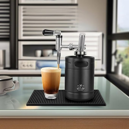 Zulay Nitro Cold Brew Maker - Nitro Cold Brew Keg with Pressure Relieving Valve & Creamer Faucet - Gift for Coffee Lovers - Nitro Cold Brew Coffee Maker for Home - Collapsible Funnel & Drip Mat