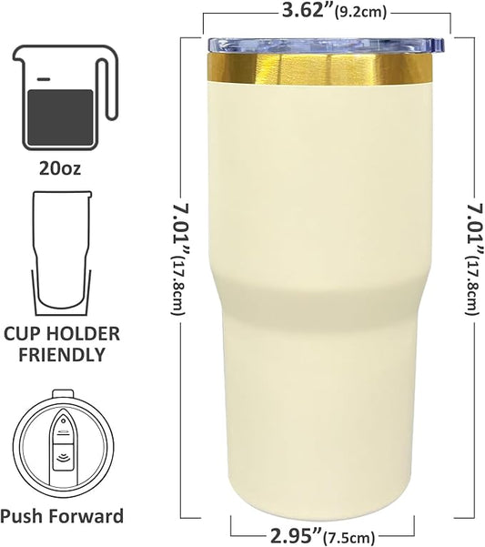 20 oz Tumbler Bulk 6 Pack Stainless Steel Tumblers with Lids and Straws, Double Wall Vacuum Insulated Travel Coffee Mug for Laser Engrave, Powder Coated Cups for Hot and Cold Drinks (Cream,6 pack)