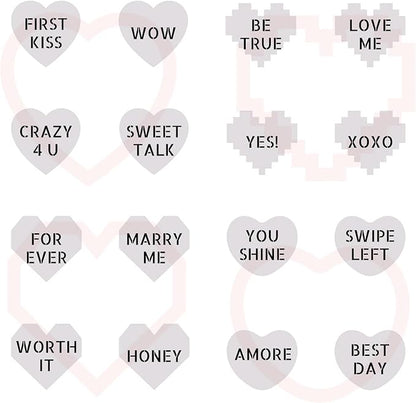 Mini Heart Conversation Cookie Cutter and Stencil Set Bundle Family Love Bakery Cutter Valentine Stencils DIY Bakery for Wedding Holiday and Lover Kids Painting Coloring Pages Comb (Mini Heart)
