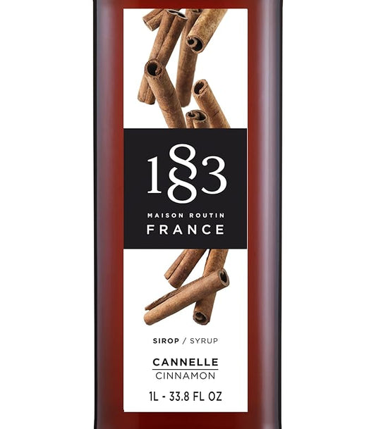 1883 Cinnamon Syrup for Drinks – Premium French Flavoring Syrup, Made in France, 1 Liter Plastic Bottle – Perfect for Coffee, Lattes, Cocktails, and Desserts
